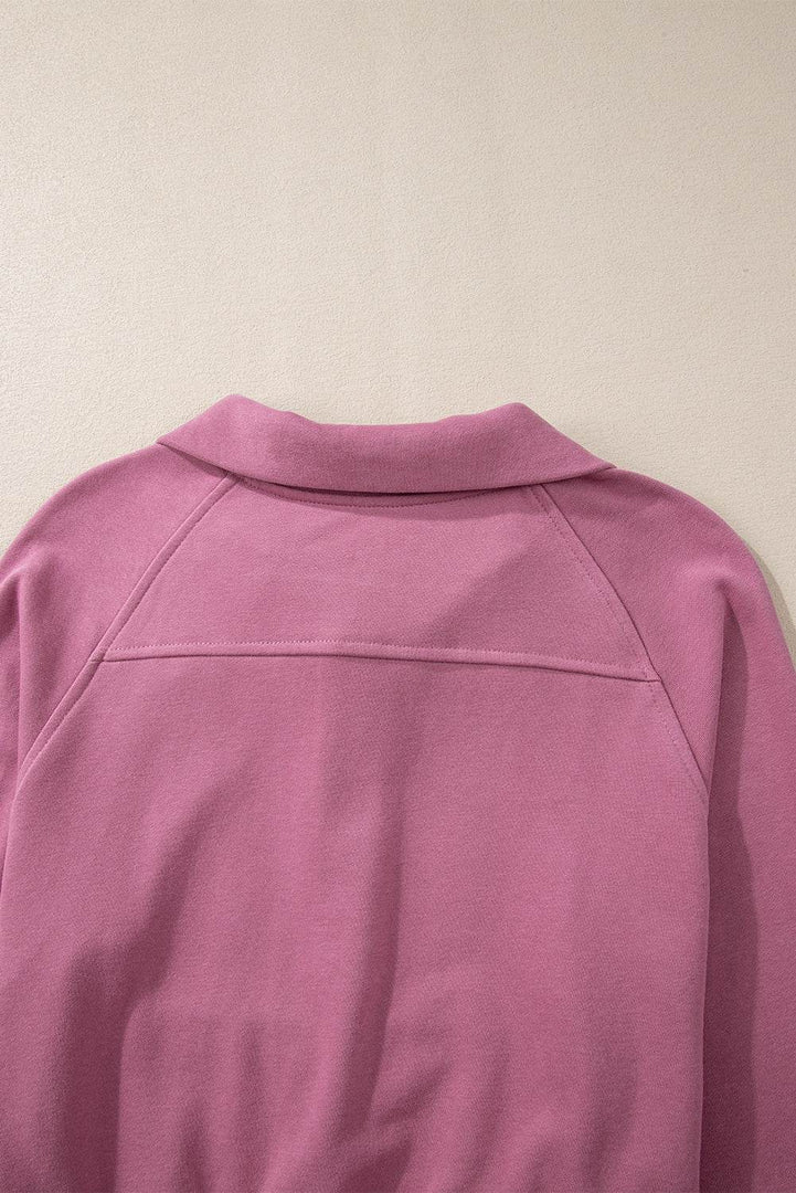 Valerian Quarter Zip Stand Neck Kangaroo Pocket Sweatshirt - Fashion Queen -  28