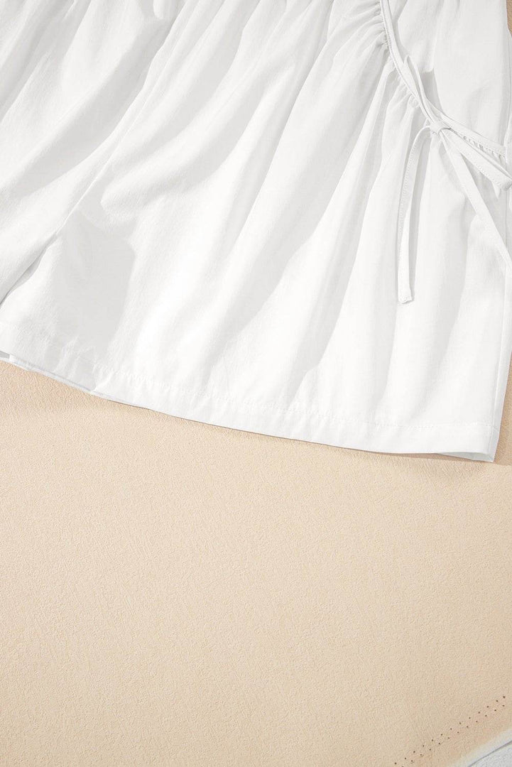 White Bow Decor Pockets Plus Size Shorts - Fashion Queen -  11