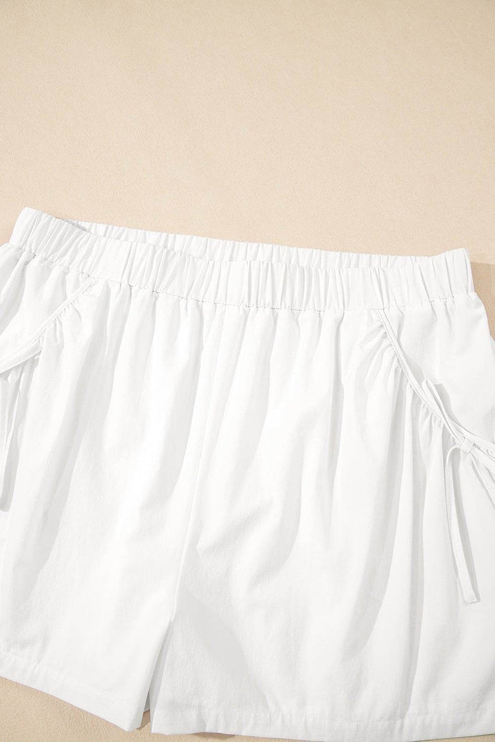 White Bow Decor Pockets Plus Size Shorts - Fashion Queen -  13