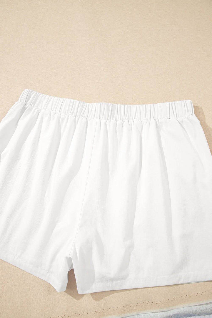 White Bow Decor Pockets Plus Size Shorts - Fashion Queen -  14