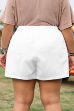 Load image into Gallery viewer, White Bow Decor Pockets Plus Size Shorts - Fashion Queen -  2
