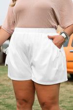 Load image into Gallery viewer, White Bow Decor Pockets Plus Size Shorts - Fashion Queen -  3
