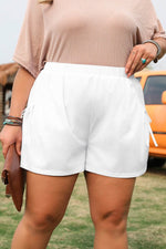 Load image into Gallery viewer, White Bow Decor Pockets Plus Size Shorts - Fashion Queen -  5
