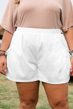 Load image into Gallery viewer, White Bow Decor Pockets Plus Size Shorts - Fashion Queen -  6
