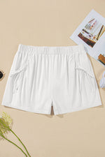 Load image into Gallery viewer, White Bow Decor Pockets Plus Size Shorts - Fashion Queen -  8
