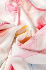Load image into Gallery viewer, White Bow Knot Print Lapel Collar Wide Leg Satin Pajama Set - Fashion Queen -  10
