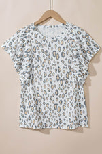 Load image into Gallery viewer, White Butterfly Sleeve Leopard Print Top - Fashion Queen -  4
