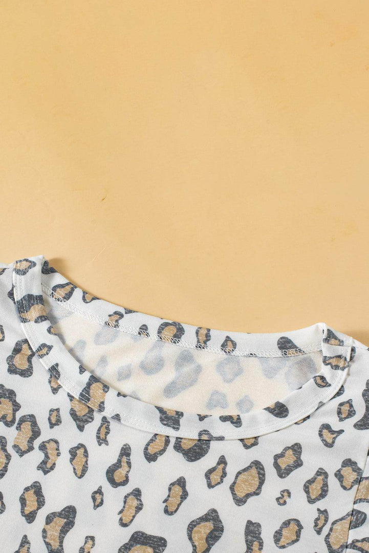 White Butterfly Sleeve Leopard Print Top - Fashion Queen -  6