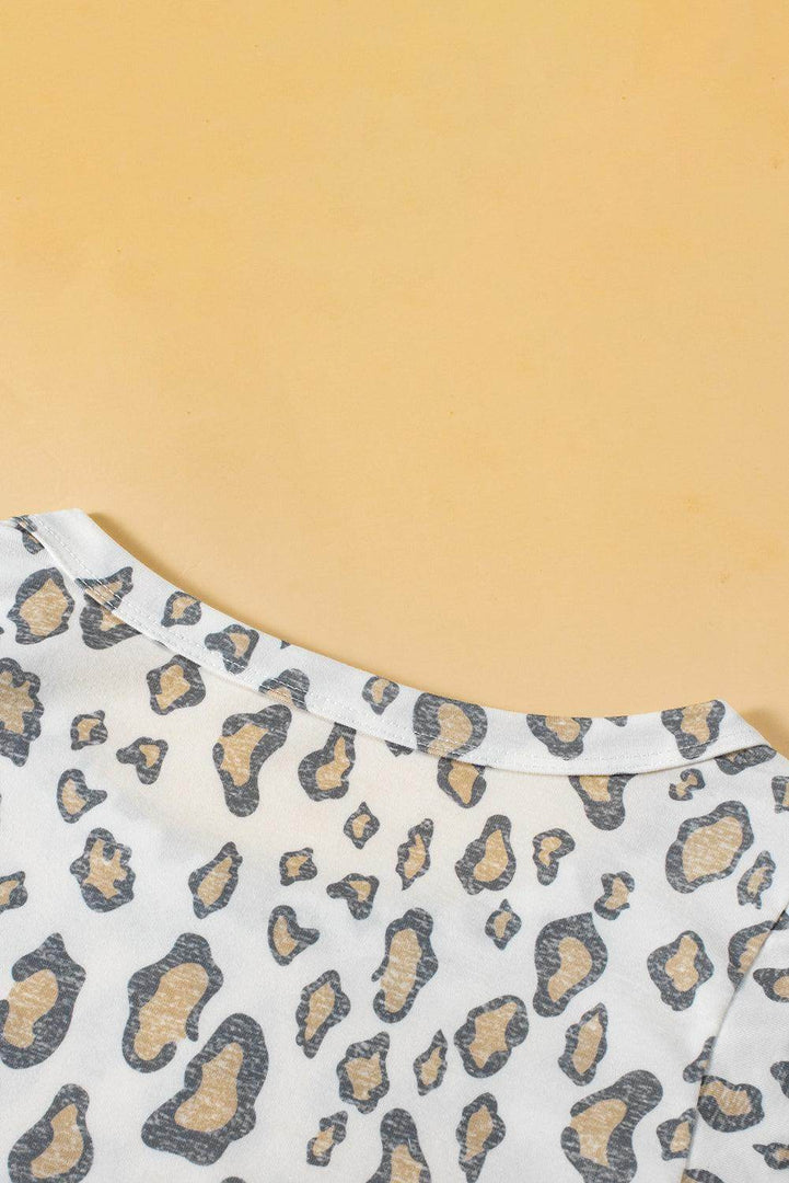 White Butterfly Sleeve Leopard Print Top - Fashion Queen -  9