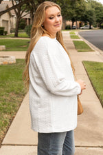 Load image into Gallery viewer, White Cable Textured Loose Plus Size Sweatshirt - Fashion Queen -  2
