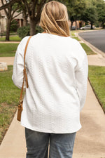 Load image into Gallery viewer, White Cable Textured Loose Plus Size Sweatshirt - Fashion Queen -  3
