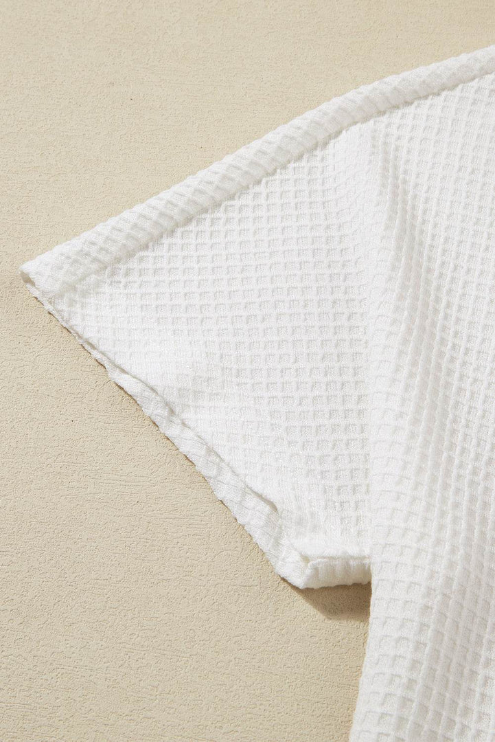 White Casual Textured Tee and Drawstring Shorts Set - Fashion Queen -  16