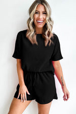 Load image into Gallery viewer, White Casual Textured Tee and Drawstring Shorts Set - Fashion Queen -  23
