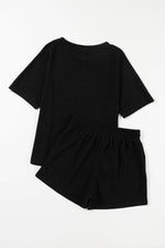 Load image into Gallery viewer, White Casual Textured Tee and Drawstring Shorts Set - Fashion Queen -  26
