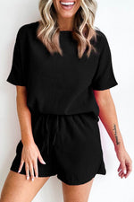 Load image into Gallery viewer, White Casual Textured Tee and Drawstring Shorts Set - Fashion Queen -  4
