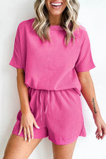 Load image into Gallery viewer, White Casual Textured Tee and Drawstring Shorts Set - Fashion Queen -  7
