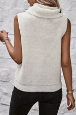Load image into Gallery viewer, White Central Seam Cowl Neck Sweater Vest - Fashion Queen -  2
