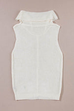 Load image into Gallery viewer, White Central Seam Cowl Neck Sweater Vest - Fashion Queen -  9
