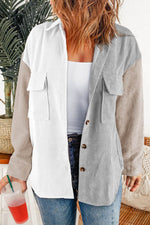 Load image into Gallery viewer, White Color Block Button Shirt with Pocket - Fashion Queen -  1
