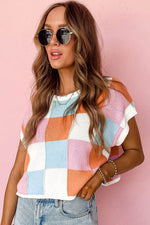 Load image into Gallery viewer, White Color Block Cap Sleeve Sweater - Fashion Queen -  12
