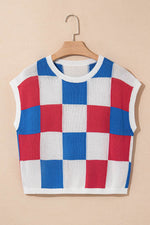 Load image into Gallery viewer, White Color Block Cap Sleeve Sweater - Fashion Queen -  17
