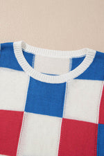 Load image into Gallery viewer, White Color Block Cap Sleeve Sweater - Fashion Queen -  19
