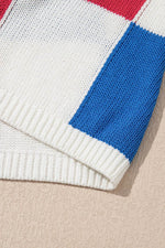 Load image into Gallery viewer, White Color Block Cap Sleeve Sweater - Fashion Queen -  21

