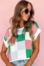 Load image into Gallery viewer, White Color Block Cap Sleeve Sweater - Fashion Queen -  23
