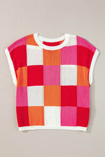 Load image into Gallery viewer, White Color Block Cap Sleeve Sweater - Fashion Queen -  29
