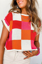Load image into Gallery viewer, White Color Block Cap Sleeve Sweater - Fashion Queen -  7
