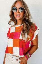 Load image into Gallery viewer, White Color Block Cap Sleeve Sweater - Fashion Queen -  9
