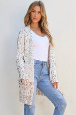 Load image into Gallery viewer, White Confetti Rib Knit Long Sleeve Cardigan - Fashion Queen -  10
