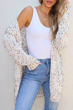 Load image into Gallery viewer, White Confetti Rib Knit Long Sleeve Cardigan - Fashion Queen -  12
