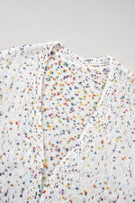 Load image into Gallery viewer, White Confetti Rib Knit Long Sleeve Cardigan - Fashion Queen -  15

