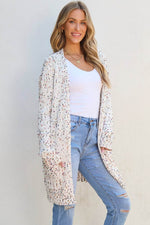 Load image into Gallery viewer, White Confetti Rib Knit Long Sleeve Cardigan - Fashion Queen -  8
