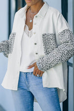 Load image into Gallery viewer, White Contrast Leopard Denim Jacket - Fashion Queen -  1
