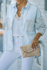 Load image into Gallery viewer, White Contrast Leopard Denim Jacket - Fashion Queen -  20

