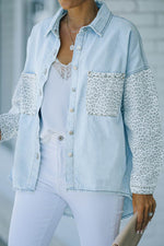 Load image into Gallery viewer, White Contrast Leopard Denim Jacket - Fashion Queen -  21
