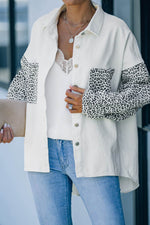 Load image into Gallery viewer, White Contrast Leopard Denim Jacket - Fashion Queen -  7
