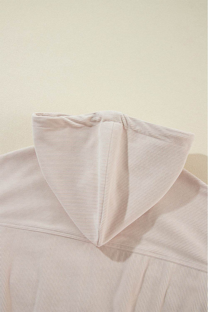 White Corduroy Drawstring Hooded Pocket Zip Up Jacket - Fashion Queen -  11