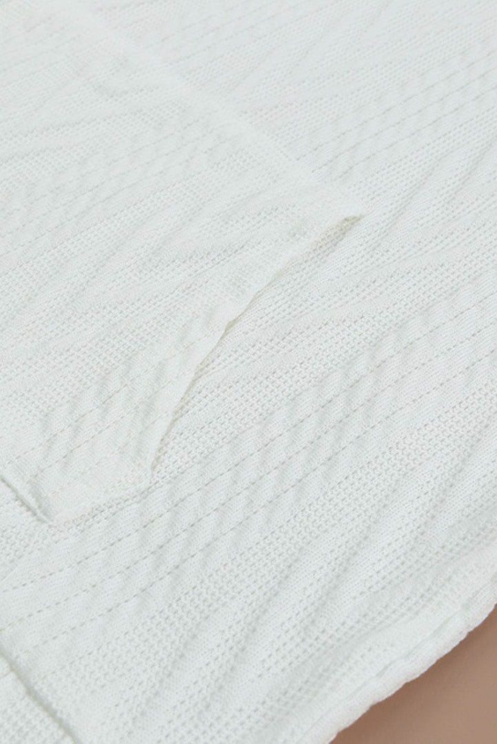 White Cowl Neck Textured Sweatshirt - Fashion Queen -  11