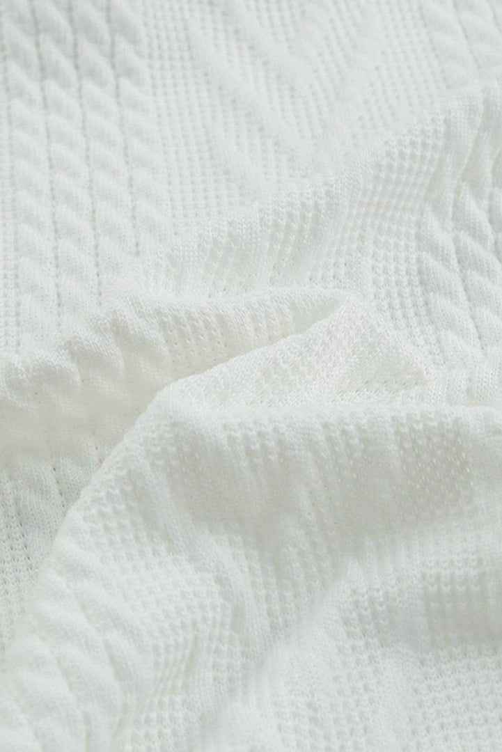 White Cowl Neck Textured Sweatshirt - Fashion Queen -  14