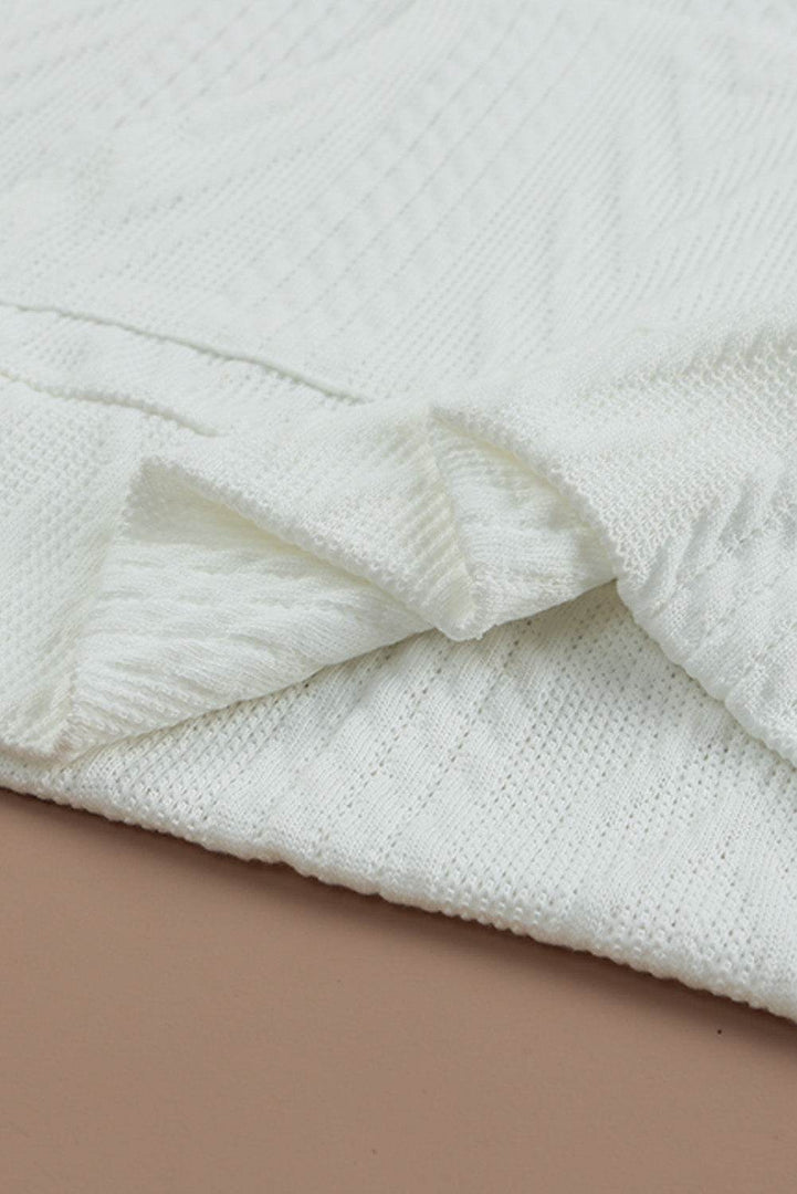 White Cowl Neck Textured Sweatshirt - Fashion Queen -  15