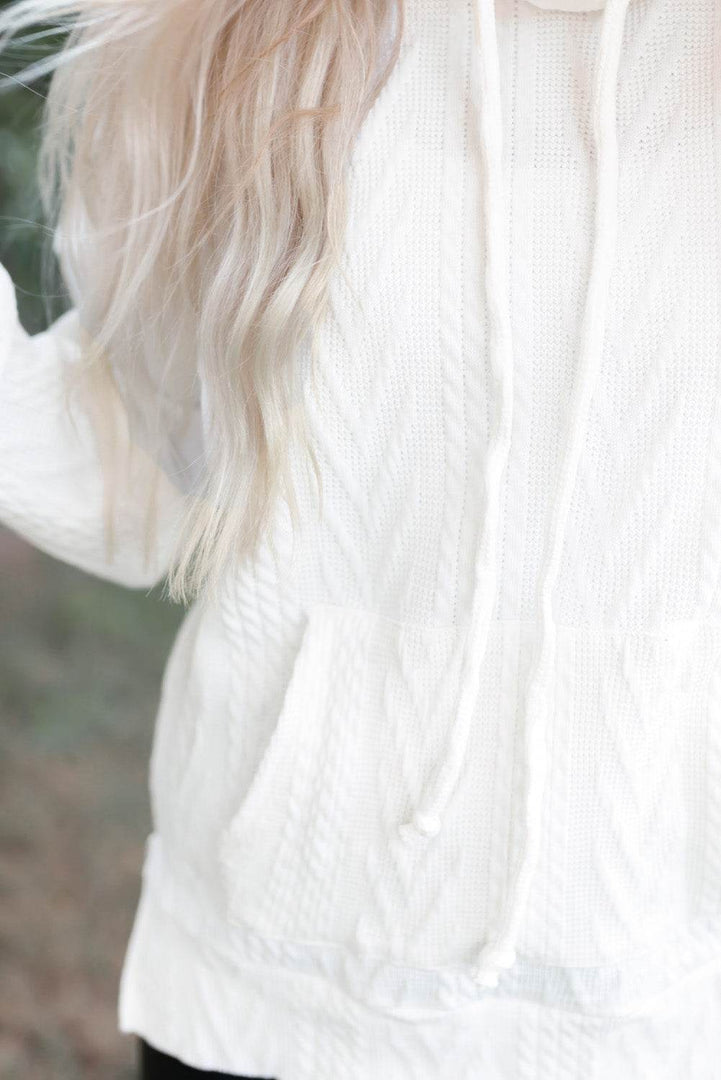 White Cowl Neck Textured Sweatshirt - Fashion Queen -  7