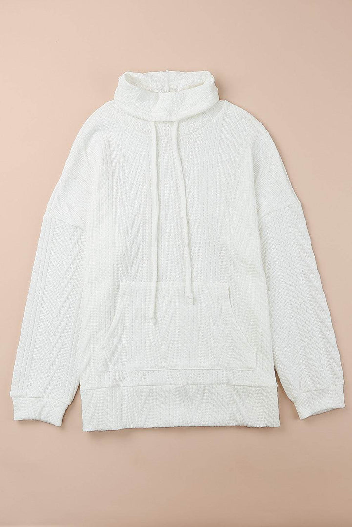 White Cowl Neck Textured Sweatshirt - Fashion Queen -  9