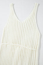 Load image into Gallery viewer, White Crochet Fishnet Fringed Edge V Neck Beach Cover Up - Fashion Queen -  12
