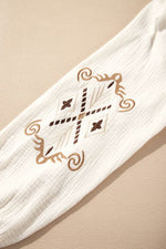 Load image into Gallery viewer, White Embroidered Textured Buttoned Crew Neck Shirt - Fashion Queen -  11
