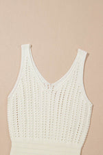 Load image into Gallery viewer, White Eyelet Crochet Sleeveless V Neck Beach Dress - Fashion Queen -  14
