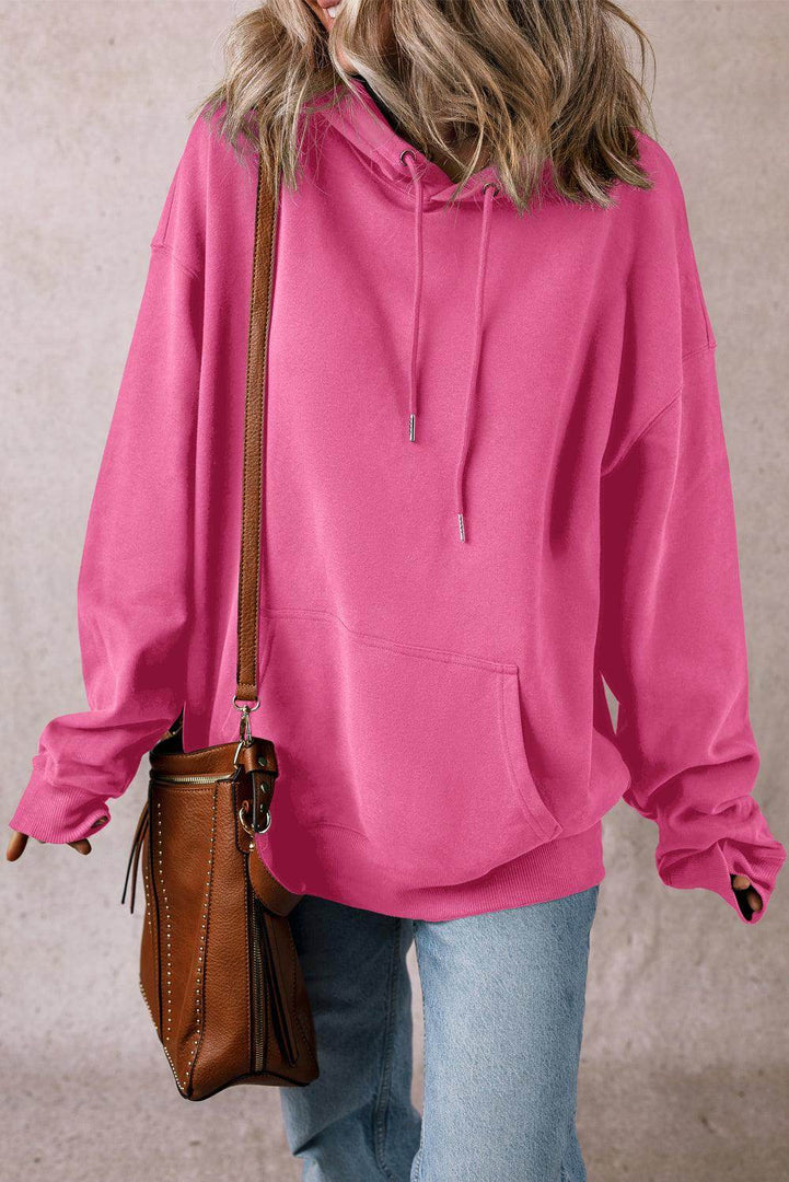 White Fleece Lined Kangaroo Pocket Drawstring Chunky Hoodie - Fashion Queen -  12