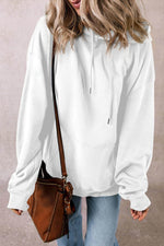 Load image into Gallery viewer, White Fleece Lined Kangaroo Pocket Drawstring Chunky Hoodie - Fashion Queen -  17
